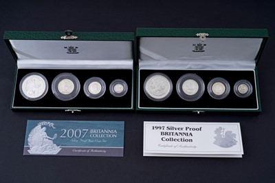 Lot 450 - A Royal Mint “2001 Britannia Collection” four-coin set; and a “Royal Mint 1997" coin collection