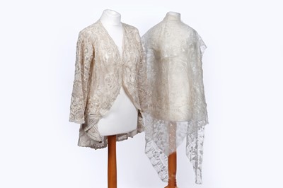 Lot 505 - 19th Century lace costume, including: a Victorian couched cord dress coat | Lady Grey