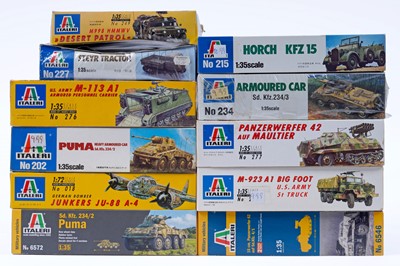 Lot 313 - Eleven 1:35 scale Italeri model kits