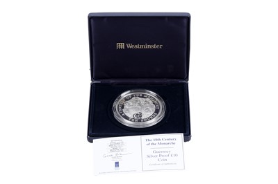 Lot 460 - A Westminster 18th Century Of The Monarchy Guernsey Silver Proof 10 Pound Coin