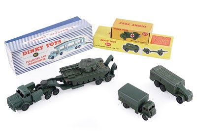 Lot 338 - Three boxed Dinky diecast vehicles; and four other unboxed military vehicles