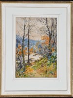 Lot 31 - John Atkinson (1863-1924) Autumn trees by a...