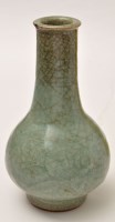 Lot 133 - Chinese Provincial carved celadon bottle...