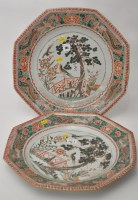 Lot 141 - Pair of Chinese Famille Verte octagonal dishes,...