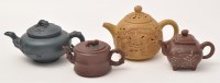 Lot 155 - Four Chinese Yixing stone ware teapots and...