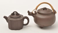 Lot 157 - Two Chinese Yixing stone ware teapots and...