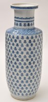 Lot 165 - Chinese blue and white rouleau vase, the sides...