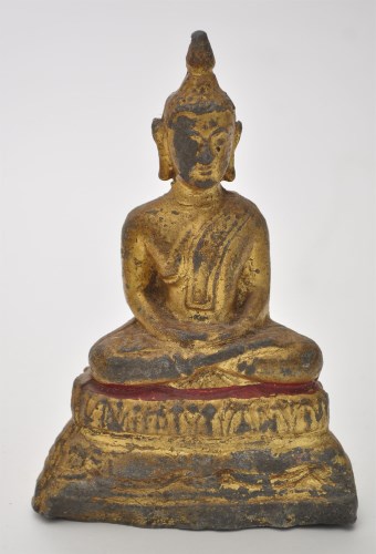 Lot 172 - Gilt lead Buddha, probably Thai, the figure is...