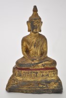 Lot 172 - Gilt lead Buddha, probably Thai, the figure is...