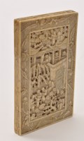 Lot 175 - Chinese carved ivory card case and cover, the...