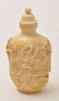 Lot 176 - Chinese carved ivory snuff bottle and stopper,...