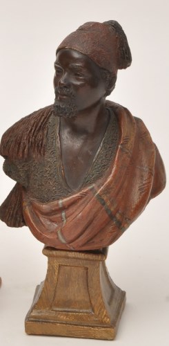 Lot 200 - A Goldscheider earthenware bust of a Moor, of...