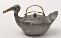 Lot 205 - Lead bird form teapot and cover of Islamic...