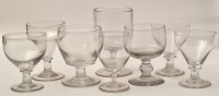 Lot 213 - Eight large glass goblets, with ogee and ovoid...