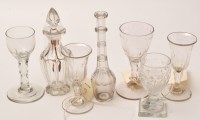 Lot 217 - Cut and faceted glass, comprising: four salts...