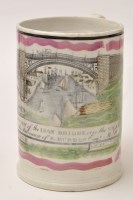 Lot 257 - Coloured printed lustre pearlware frog mug of '...