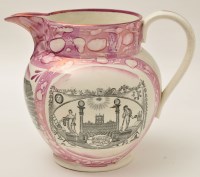 Lot 262 - Large printed lustre pearlware jug of 'North...