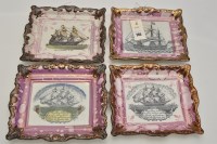Lot 266 - Four printed 'Marine' lustre pearlware plaques...