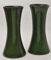 Lot 290 - Pair of green glaze concave shaped vases,...