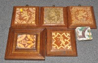 Lot 293 - Three terracotta encaustic tiles, with lion...