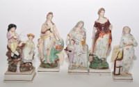 Lot 317 - Five Staffordshire pearlware figures on square...