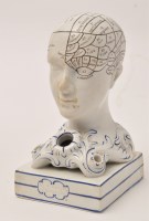 Lot 337 - Phrenology Head inkstand, brain areas outlined...