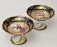 Lot 350 - Pair of Vienna bleu du roi comports, with...