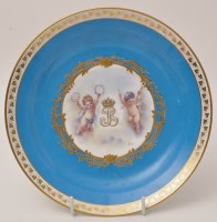 Lot 357 - Sevres Bleu Celeste circular dish, central...