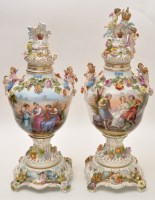 Lot 372 - Pair of Carl Thieme Porschappel vases, stands...