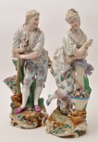 Lot 373 - Large pair of porcelain figures depicting...