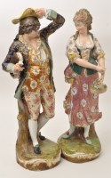 Lot 374 - Pair of large Meissen style figures of wine...