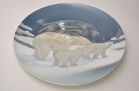 Lot 375 - Large Porsgrund polar bear dish, after a...