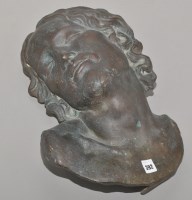 Lot 392 - A patinated copper bust, man, possibly Christ;...