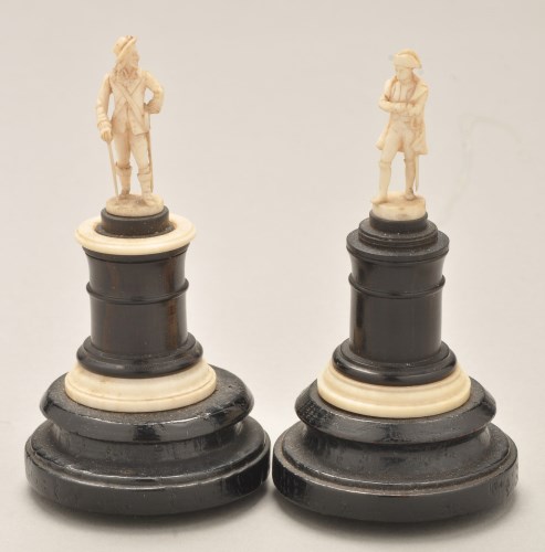 Lot 444 - Two 19th Century carved ivory miniature...