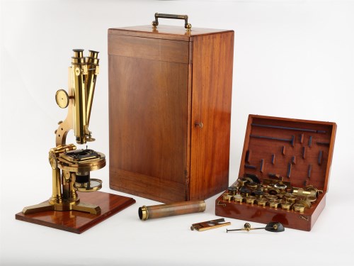 Lot 454 - A Victorian lacquered brass binocular...