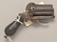 Lot 514 - A 19th Century six-shot pepper box revolver,...