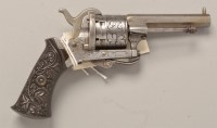 Lot 519 - An American 19th century 7mm pin fire revolver,...