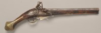 Lot 536 - A Turkish flintlock pistol, the barrel with...