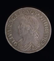 Lot 603 - Oliver Cromwell Crown 1658/7, S.3226. Die flaw...