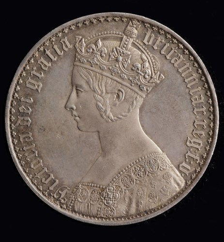 Lot 612 - Victoria 'Gothic' Crown 1847, with lettered...