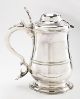 Lot 693 - A George II silver lidded tankard, by John...