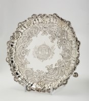 Lot 695 - A George II silver waiter, by Dorothy Mills,...