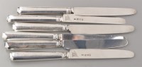 Lot 727 - Six George III silver knives, by Joseph Nowill,...