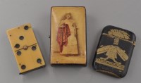 Lot 800 - A Victorian papier mache snuff box, the cover...