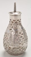 Lot 809 - A Chinese silver oil or sauce bottle, stamped '...