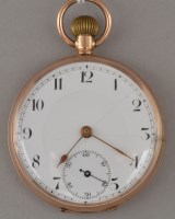 Lot 822 - A George V gentleman's 9ct. gold open faced,...