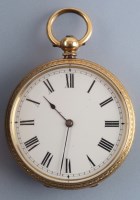 Lot 834 - A late 19th Century 18k fob watch, with...