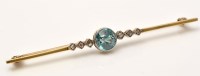 Lot 856 - An Edwardian zircon and diamond bar brooch,...