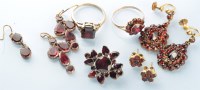 Lot 864 - 19th Century garnet set jewellery, to include:...