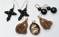 Lot 901 - Mourning jewellery, to include: a pair of...